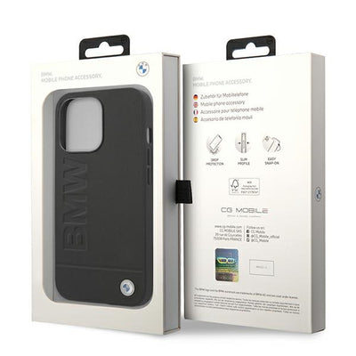 Case BMW BMHCP14XSLLBK iPhone 14 Pro Max 6.7 "black / black Leather Stamp