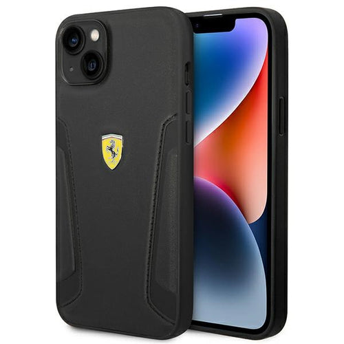 Ferrari FEHCP14MRBUK iPhone 14 Plus 6.7&quot; black/black hardcase Leather Stamp Sides