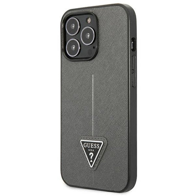 Guess GUHCP14XPSATLG iPhone 14 Pro Max 6.7 "silver / silver hardcase SaffianoTriangle Logo