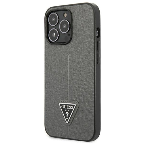 Guess GUHCP14XPSATLG iPhone 14 Pro Max 6.7 "silver / silver hardcase SaffianoTriangle Logo