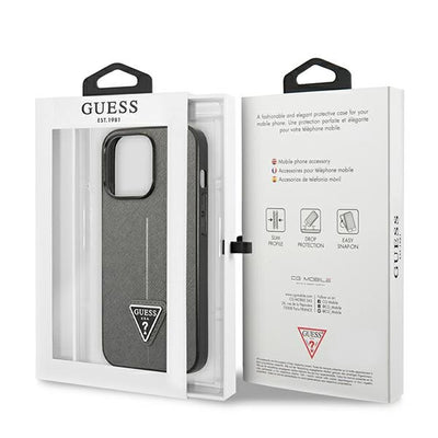 Guess GUHCP14XPSATLG iPhone 14 Pro Max 6.7 "silver / silver hardcase SaffianoTriangle Logo