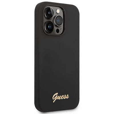 Guess GUHCP14XSLSMK iPhone 14 Pro Max 6.7" black/black hard case Silicone Vintage Gold Logo