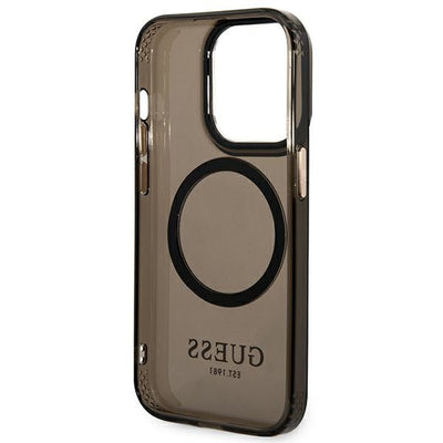 Guess GUHMP14LHTCMK iPhone 14 Pro 6.1" black/black hard case Gold Outline Translucent MagSafe