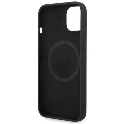 Guess GUHMP14MSBPLK iPhone 14 Plus 6.7" black/black hard case Silicone Logo Plate MagSafe