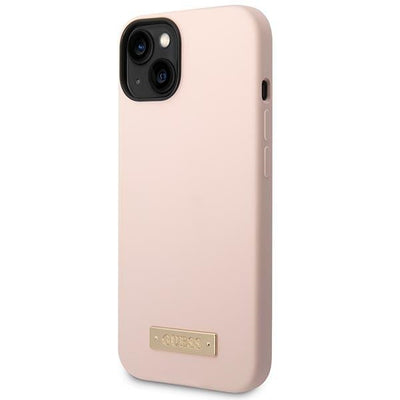 Guess GUHMP14MSBPLP iPhone 14 Plus 6.7 "pink / pink hard case Silicone Logo Plate MagSafe