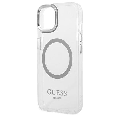 Guess GUHMP14SHTRMS iPhone 14 6.1" silver/silver hard case Metal Outline Magsafe