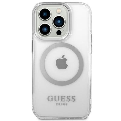 Guess GUHMP14XHTRMS iPhone 14 Pro Max 6.7" silver/silver hard case Metal Outline Magsafe