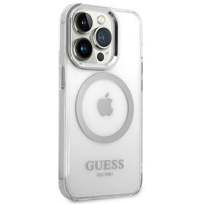 Guess GUHMP14XHTRMS iPhone 14 Pro Max 6.7" silver/silver hard case Metal Outline Magsafe