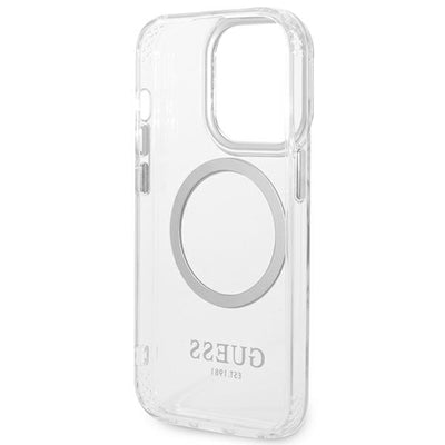 Guess GUHMP14XHTRMS iPhone 14 Pro Max 6.7" silver/silver hard case Metal Outline Magsafe