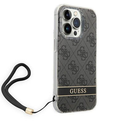 Guess GUOHCP14LH4STK iPhone 14 Pro 6.1 "black / black hardcase 4G Print Strap