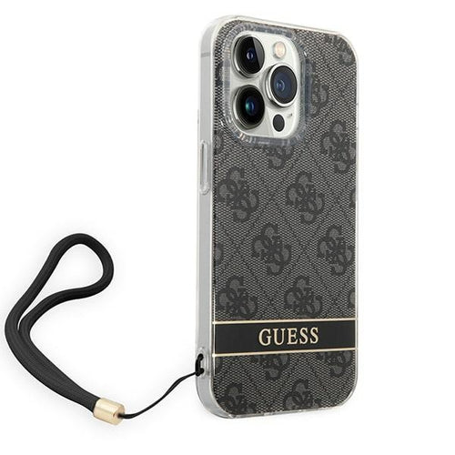 Guess GUOHCP14LH4STK iPhone 14 Pro 6.1 "black / black hardcase 4G Print Strap
