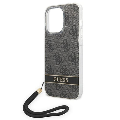Guess GUOHCP14LH4STK iPhone 14 Pro 6.1 "black / black hardcase 4G Print Strap