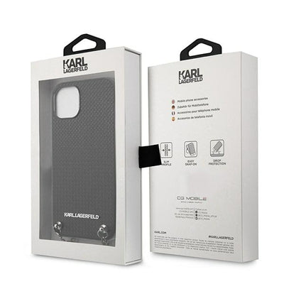 Karl Lagerfeld KLHCP13SPMK iPhone 13 mini 5,4 "hardcase black / black Leather Textured and Chain
