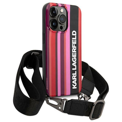 Karl Lagerfeld KLHCP14XSTSTP iPhone 14 Pro Max 6.7 "hardcase pink / pink Color Stripes Strap