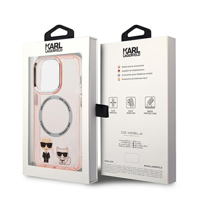 Karl Lagerfeld KLHMP14LHKCP iPhone 14 Pro 6.1" hardcase pink/pink Karl &amp; Choupette Aluminum Magsafe
