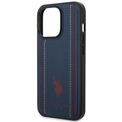 US Polo USHCP14LPFAV iPhone 14 Pro 6.1&quot; navy/navy blue Leather Stitch — U.S. Polo Assn.