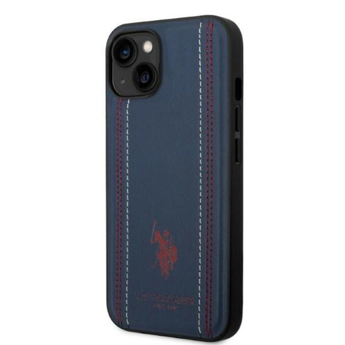 US Polo USHCP14MPFAV iPhone 14 Plus 6.7&quot; navy/navy blue Leather Stitch — U.S. Polo Assn.