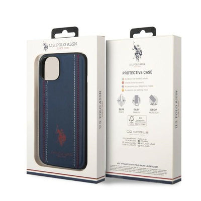 US Polo USHCP14MPFAV iPhone 14 Plus 6.7&quot; navy/navy blue Leather Stitch — U.S. Polo Assn.