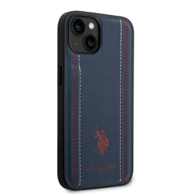 US Polo USHCP14SPFAV iPhone 14 6.1&quot; navy blue/navy blue Leather Stitch — U.S. Polo Assn.
