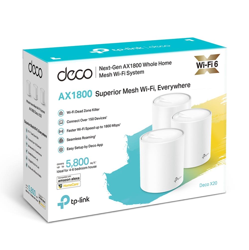 Wireless Router TP-LINK Wireless Router 2-pack 1800 Mbps Mesh IEEE 802.11a IEEE 802.11n IEEE 802.11ac IEEE 802.11ax DECOX20(3-PACK)