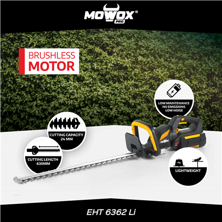 MoWox | 62V Excel Series Hand Held Battery Hedge Trimmer With Rotating Handle (Without Battery and Charger) | EHT 6362 L