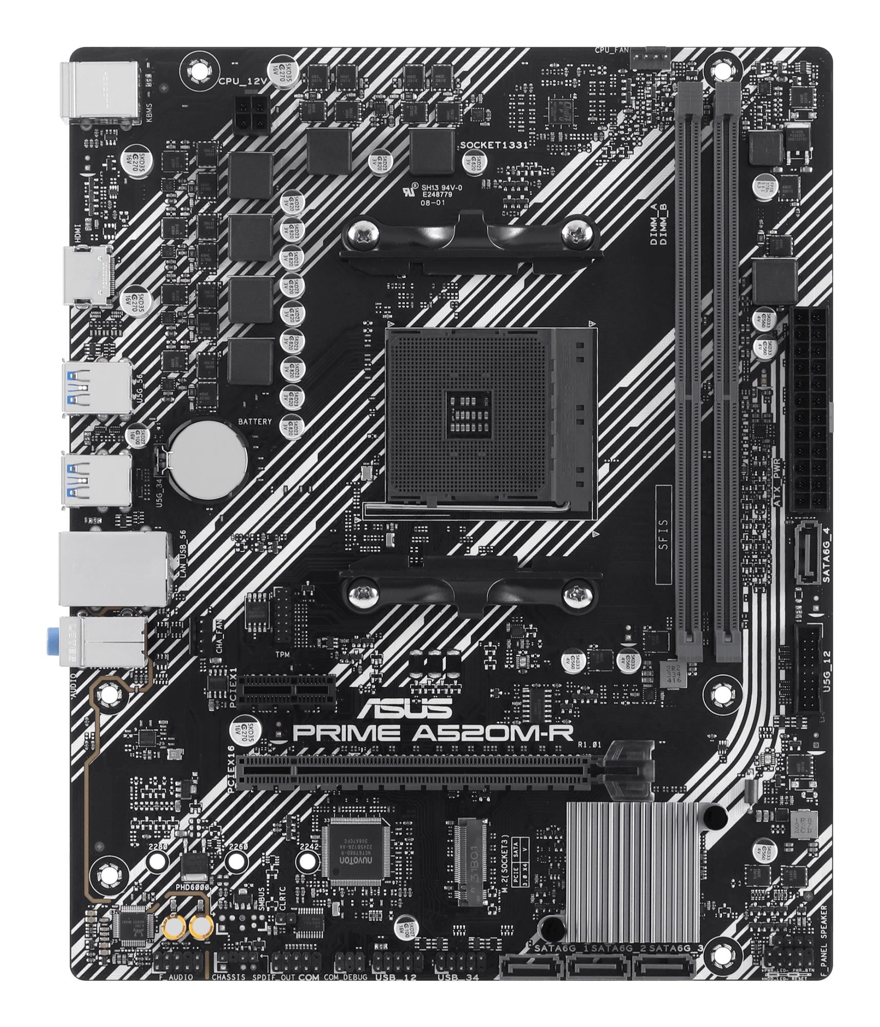 Mainboard ASUS AMD A520 SAM4 Micro-ATX Memory DDR4 Memory slots 2 1xPCI-Express 3.0 1x 1xPCI-Express 3.0 16x 1xM.2 1xHDMI 2xUSB 2.0 4xUSB 3.1 2xPS/2 1xRJ45 3xAudio port PRIMEA520M-R