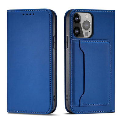 Magnet Card Case for Samsung Galaxy S23 Ultra flip cover wallet stand blue — Hurtel