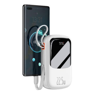 Baseus Qpow Digital Display powerbank with fast charging 20000mAh 22.5W QC/PD/SCP/FCP with built-in USB-C cable white