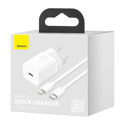 Baseus Super Si 1C fast USB Type C charger 20W Power Delivery + USB Type C - Lightning cable 1m white (TZCCSUP-B02)