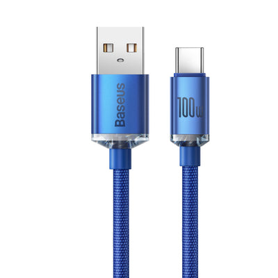 Baseus Crystal Shine Series cable USB cable for fast charging and data transfer USB Type A - USB Type C 100W 2m blue (CAJY000