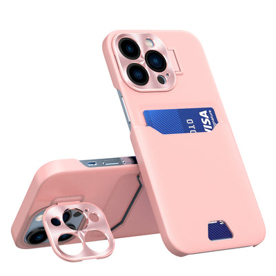 Leather Stand Case for iPhone 14 Pro Card Wallet Cover with Stand Pink — Hurtel