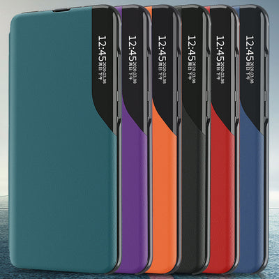 Eco Leather View Case cover for Samsung Galaxy S23+ with a flip stand blue — Hurtel