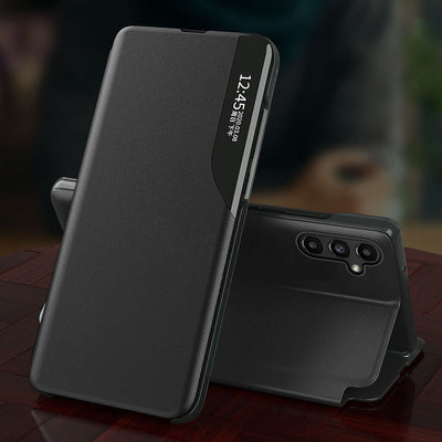 Eco Leather View Case case for Samsung Galaxy A14 with a flip stand black — Hurtel