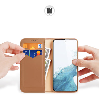 Dux Ducis Hivo case Samsung Galaxy S23+ flip cover wallet stand RFID blocking brown