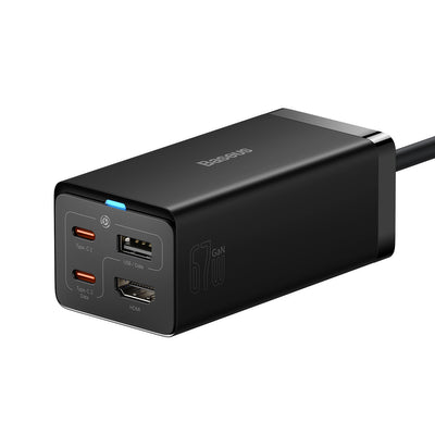 Baseus fast charger GaN5 Pro HUB HDMI 2 x USB-C / USB-A / HDMI 4K 30Hz 1.5m black + USB-C cable - USB-C 100W 40Gb/s (USB4) 1m