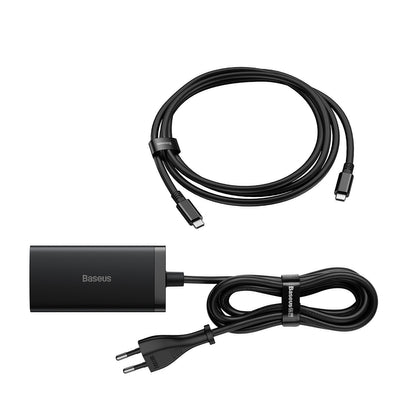 Baseus fast charger GaN5 Pro HUB HDMI 2 x USB-C / USB-A / HDMI 4K 30Hz 1.5m black + USB-C cable - USB-C 100W 40Gb/s (USB4) 1m