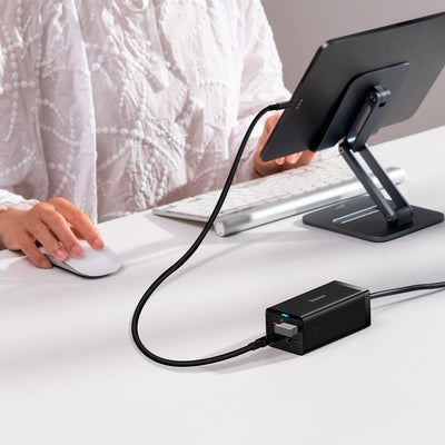 Baseus fast charger GaN5 Pro HUB HDMI 2 x USB-C / USB-A / HDMI 4K 30Hz 1.5m black + USB-C cable - USB-C 100W 40Gb/s (USB4) 1m