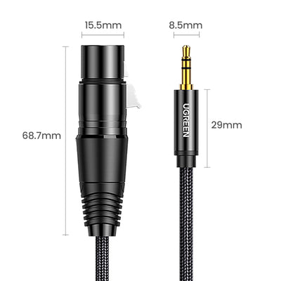 Ugreen audio cable 3.5mm mini jack (male) - XLR (female) 1m black (AV182)
