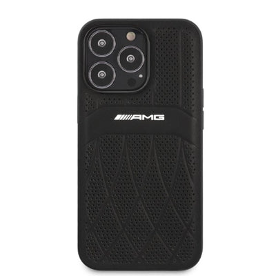 AMG AMHCP13LOSDBK iPhone 13 Pro / 13 6.1&quot; black/black hardcase Leather Curved Lines — Mercedes