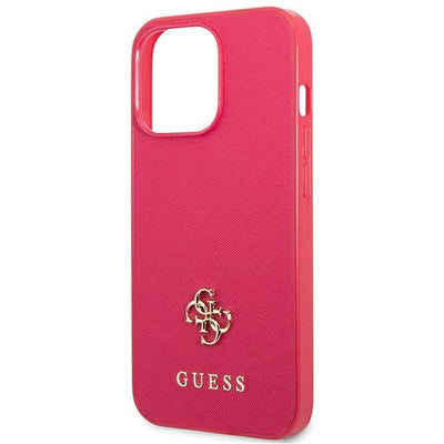 Guess Saffiano 4G Small Metal Logo case for iPhone 13 Pro / 13 - pink