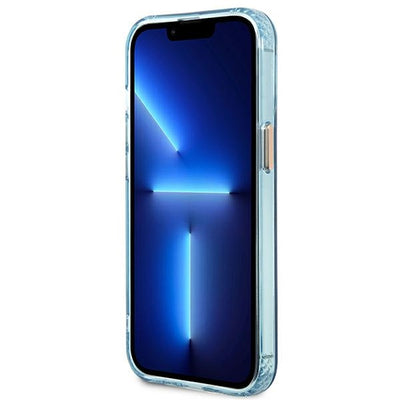 Guess Gold Outline Translucent MagSafe case for iPhone 13 Pro / iPhone 13 - blue