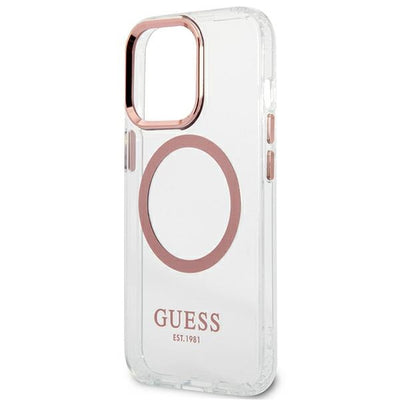 Etui Guess Metal Outline MagSafe na iPhone 13 Pro / iPhone 13 - różowe