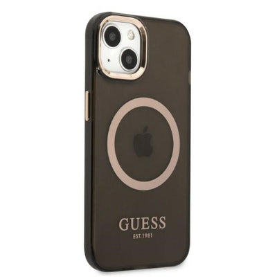 Guess Gold Outline Translucent MagSafe case for iPhone 13 - black