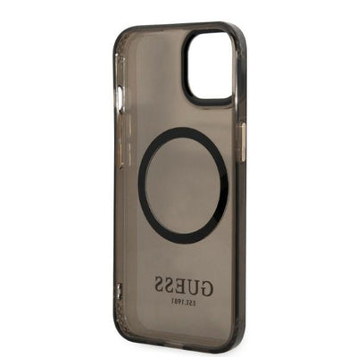 Guess Gold Outline Translucent MagSafe case for iPhone 13 - black