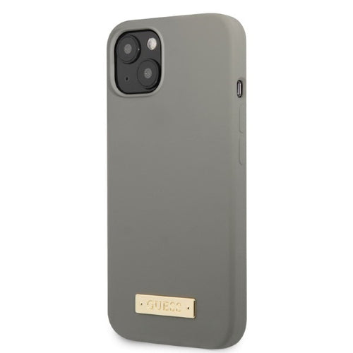 Guess GUHMP13MSPLG iPhone 13 6.1" grey/grey hard case Silicone Logo Plate MagSafe