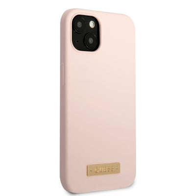 Guess GUHMP13SSBPLP iPhone 13 mini 5.4" pink/pink hard case Silicone Logo Plate MagSafe