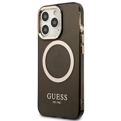 Guess Gold Outline Translucent MagSafe case for iPhone 13 Pro Max - black