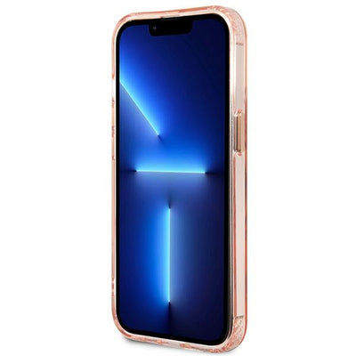 Guess Gold Outline Translucent MagSafe case for iPhone 13 Pro Max - pink