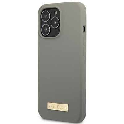 Guess GUHMP13XSPLG iPhone 13 Pro Max 6.7" grey/grey hard case Silicone Logo Plate MagSafe