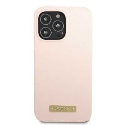 Guess GUHMP13XSPLP iPhone 13 Pro Max 6.7" pink/pink hard case Silicone Logo Plate MagSafe